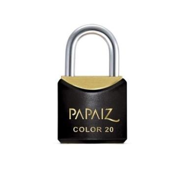 Imagem de Cadeado com Chave 20mm Latão Preto Color Line Papaiz, Preto