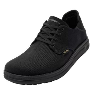 Imagem de 1TAZERO Sapatos masculinos largos para caminhada com biqueira – Sapatos ortopédicos de largura larga para homens, sapatos casuais com suporte de arco, Lona preta, 15 Wide