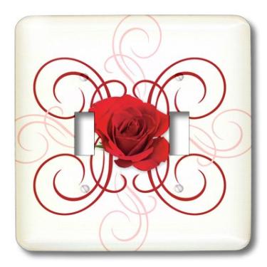 Imagem de 3dRose Lsp_109554_2 1 Red Rose N Scrolls Light Switch Cover