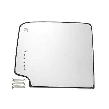 Imagem de X AUTOHAUX Espelho retrovisor do lado do motorista do carro espelho retrovisor esquerdo superior aquecido vidro substituição com placa traseira para Chevrolet Silverado 1500 2016-2018