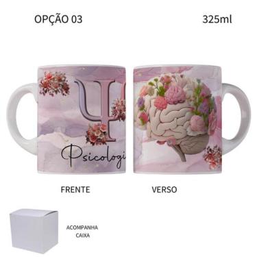 Imagem de Caneca 325ml Profissões Psicologia Psicóloga Flores - LARANJA E MIMOS