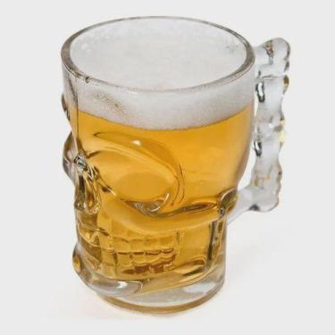 Imagem de Caneca Caveira Viking, Rock Chopp Cerveja em Vidro Transparente 510ml 