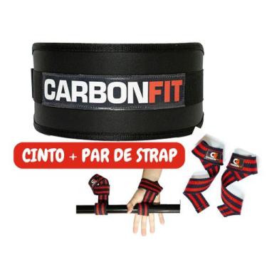 Imagem de Cinturão + strap fita kit academia musculação cinto de Fivela e Par de