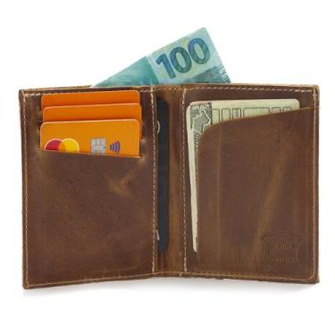 Imagem de Carteira Compacta de Couro para Cartões Notas Documentos - Pampas Coun