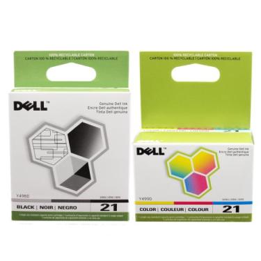 Imagem de Dell Cartucho de tinta série de impressoras 21 para impressoras Dell All-In-One P513w P713w V313 V313w V515w V715w, pacote com 2 peças, preto e cor)