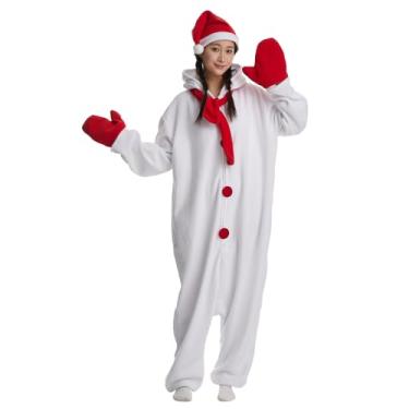 Imagem de LandRosy Pijamas de dormir unissex para adultos, macacão de pelúcia de Halloween, Boneco de neve, GG