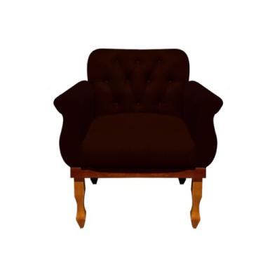 Imagem de Poltrona para Sala Decorativa Cadeira Estofada Capitonê Quarto Escritório (Corino Marrom)
