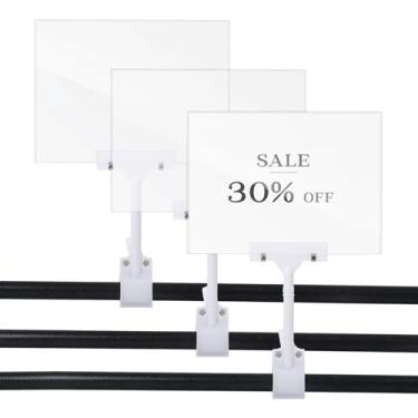 Imagem de Klmnop Pacote com 3 suportes de placa de acrílico com grampo, clipes de exibição de cabeça dupla de 15 x 20 cm, placa rotativa para exibição de placas de preço para lojas de roupas e supermercados