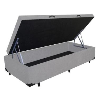 Imagem de Base Cama Box Baú Solteiro Suede Cinza 43x88x188 - Sonho Camas e Móvei