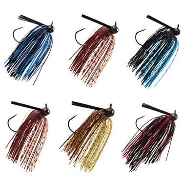 Imagem de AGOOL Bass Weedless Football Jig – 6 peças de protetor de escova de silicone para pesca com saia de borracha de metal para iscas artificiais de graves, kit de iscas de pesca 0,625 oz 0,36 oz, 0.25oz_6pcs