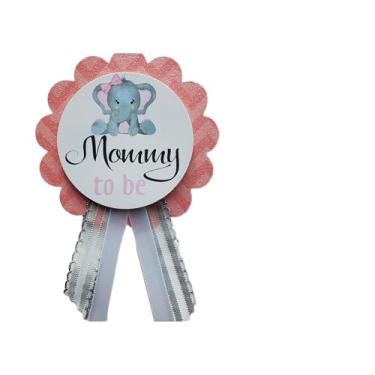 Imagem de Alfinetes de chá de bebê para meninas, elefante, mãe, pai, avó, para usar, rosa e cinza, safári, One Size, cartolina fitas de cetim