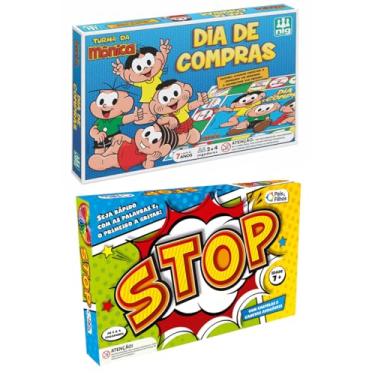 Imagem de Kit Jogos De Tabuleiro Dia De Compras Turma Da Monica + Stop - NIG