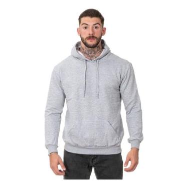 Imagem de Moletom Liso Masculino Flanelado Blusa De Frio Com Capuz - Lunny, Cinz