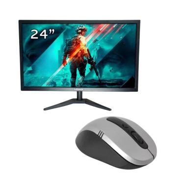 Imagem de Kit 1 Monitor Led 24 Polegadas Full Hd 60Hz Mais Mouse S Fio
