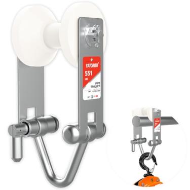 Imagem de YATOINTO Carrinho De Canal De Suporte De Mini Viga, Capacidade De Carga De 551 Libras, Rolo De Nylon Com Acabamento Prateado, Material De Aço Fundido, Carrinho De Tubo, Se Encaixa Em Canais De Supor