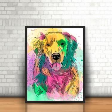 Imagem de Quadro Animal Cachorro Cão Golden Retriever Colorido 30x40cm - PlimSho