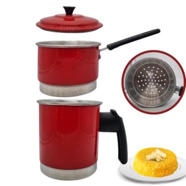 Imagem de Cuscuzeira Pequena Individual Nordestina Cabo Longo Vermelho Nº 10 – Tradição e Sabor na Sua Cozinha