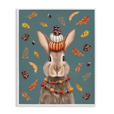 Imagem de Stupell Industries Arte giclée emoldurada branca festiva de outono lebre, design por Elizabeth Tyndall, 40 x 50 cm