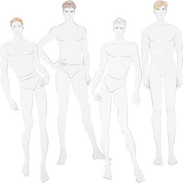 Imagem de DIYEAH Régua de modelo de desenho de moda, 4 peças, ilustração, réguas masculinas, design de padrões humanóides, réguas de curva francesa, desenhos, rascunhos de papel