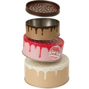 Imagem de Suck UK SK TINCAKE1 Conjunto de 3 | Conjunto de recipiente de cozinha para biscoito | Empilhamento de latas de bolo redondas | Armazenamento de encaixe C, tamanho único, multi