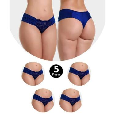 Imagem de Kit 5 Calcinha IMI Lingerie Tanga Fio Dental Duplo Em Microfibra E Ren