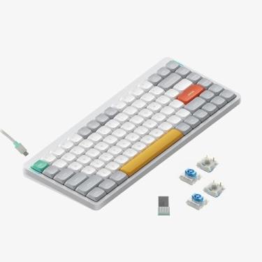Imagem de nuphy Teclado mecânico portátil 75% Air75 V2, teclado sem fio, suporta teclados Bluetooth Bluetooth/2.4G/USB-C RGB, compatível com sistemas Windows/Mac OS/Linux, interruptor azul Gateron branco