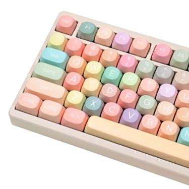 Imagem de Hunfuthr Teclas de perfil MOA, teclas PBT Rainbow Candy, 127 Teclas de Sublimação de Corante Bonito Conjunto de Teclas Personalizadas com Extrator de Teclas para Teclados Mecânicos Cherry Gateron MX