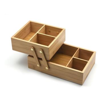 Imagem de Caixa Organizadora De Bambu Oikos Com 2 Andares Retangular