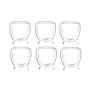 Imagem de Jogo 6 Copos De Café Chá Chocolate Parede Dupla 250ml