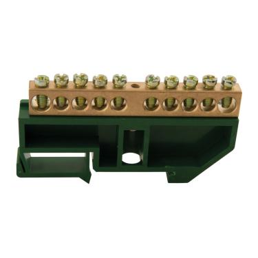 Imagem de Barramento Terra Din 10 Ligações Tramontina Com Suporte Verde