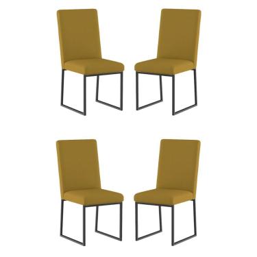 Imagem de Kit 4 Cadeiras De Jantar Com Base De Ferro Preto – Balaqui Cor:capuccino Capuccino