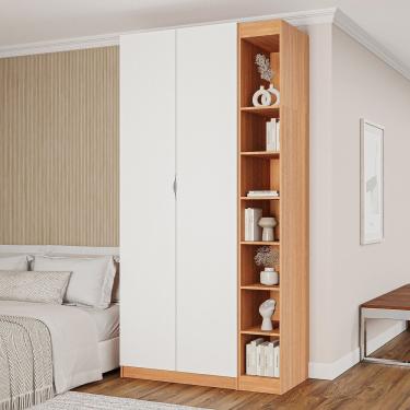 Imagem de Guarda Roupa Modulado 2 Portas 3 Peças Hera Cabecasa Louro Branco Geada Cinza