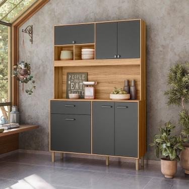 Imagem de Cozinha 6 Portas 1 Gaveta Erva Doce 120 Freijo Chumbo