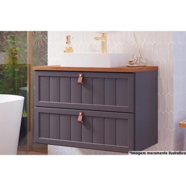 Imagem de Balcão P- Banheiro Suspenso Sense C- Cuba 1 Gaveta E 1 Porta Basculante 80cm Titanium-freijo - Mgm