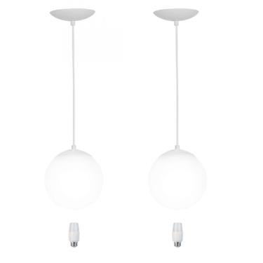 Imagem de Kit 2 Pendentes Orby Bolinha Branco + Lampada 6000k