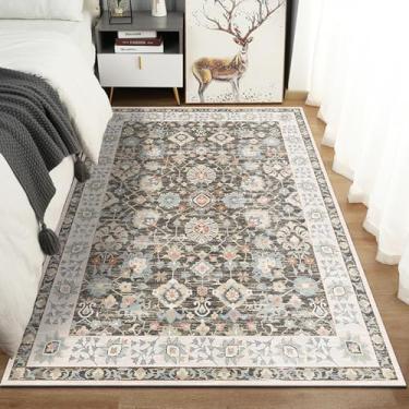 Imagem de Tapete de imitação de caxemira para decoração de casa, mesa lateral para sala de estar, tapete de chão macio e confortável para quarto (120 x 200 cm, 47 x 79 polegadas/FFYR-300)