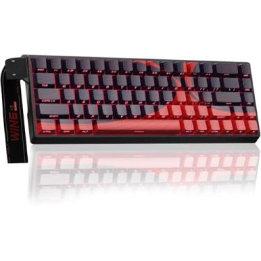 Imagem de Teclado magnético WIN68 HE com atuação ajustável, interruptores de efeito Hall, teclado compacto de 65% com fio, taxa de pesquisa de 8000 Hz, troca a quente（Preto & Vermelho）