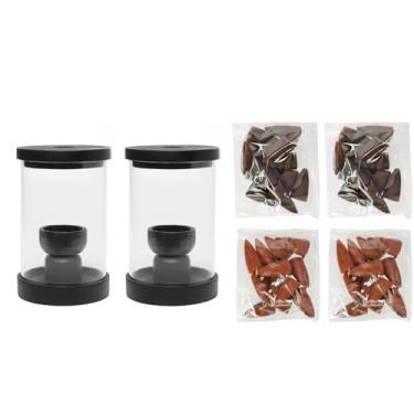 Imagem de HOSLEY Kit de queimador de incenso preto de madeira e vidro com refluxo inclui 25 cones de incenso | Conjunto de aromaterapia elegante para casa, escritório, meditação e relaxamento