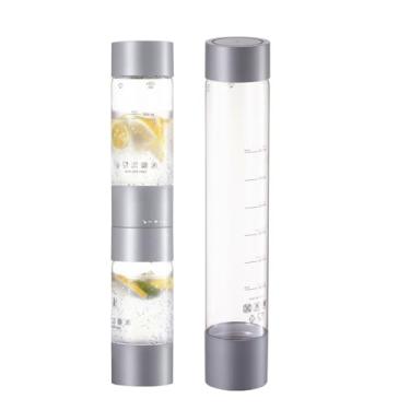 Imagem de OSCEVIA Garrafas de água de design fino, com garrafa de viagem portátil versátil, pacote de 1L, 0,5L e 0,35L (cinza), para máquina de água com gás, sem BPA, refrigerante reutilizável e recarregável