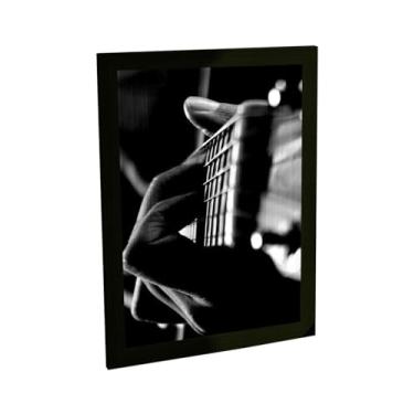 Imagem de Quadro Decorativo Violão Ilustração Foto Preto Branco Decoração Poster Quarto Sala