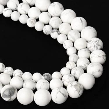 Imagem de Song Xi Contas de howlita turquesa branca 8 mm contas de pedra natural para fazer joias