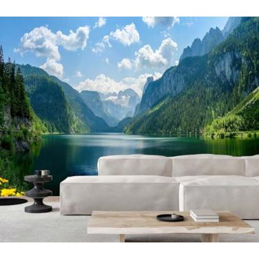 Imagem de Papel de parede de belos lagos e montanhas da Áustria, mural de paisagem natural grande, decoração de parede de pintura de paisagem