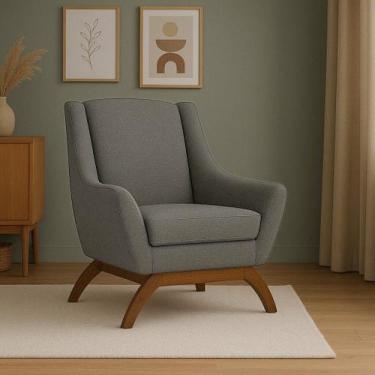 Imagem de Poltrona Dekorien Juliet Linho Premium Alto Acabamento, Linho Chumbo