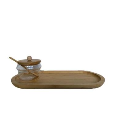 Imagem de Bandeja de bambu 34 x 14 cm com ACUCAREIRO - Cha Cafe - Utensilios do 