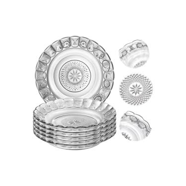 Imagem de Jogo 6 Pratos De Vidro Temperado Fundos Transparente Estrela Egípcios