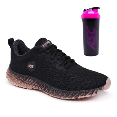 Imagem de Tênis Feminino Ascension com Coqueteleira – Leve, Confortável e Versátil para Caminhada, Corrida, Academia e Uso Diário (Preto e Rose, BR, Adulto, Numérico, 34)