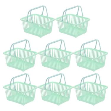 Imagem de PATIKIL 8 peças de cesta pequena de plástico, mini cesta de armazenamento de mercearia pequenas cestas de compras com alça organizadora água filtrada para organizar brinquedos, frutas, legumes