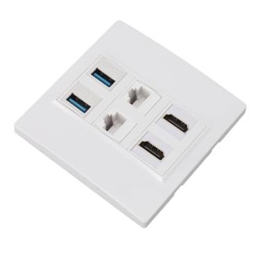Imagem de lyrlody 6 Placa de Parede Multimídia de 6 Port Com USB3.0, RJ45, Interface Multimídia HD para Computadores, TVs, Discos Rígidos, Adequados para Todos Os Dispositivos de Rede