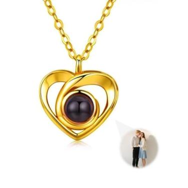 Imagem de Colar com foto personalizada com imagem dentro, colar de pingente de coração personalizado, colar de projeção de imagem para mãe, esposa, casais, dia dos namorados, dia das mães, presente memorial de