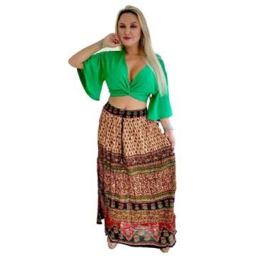 Imagem de Saia Maia Longa Indiana - Cod. 0402 - Aleci Fashion, Verde, Unico